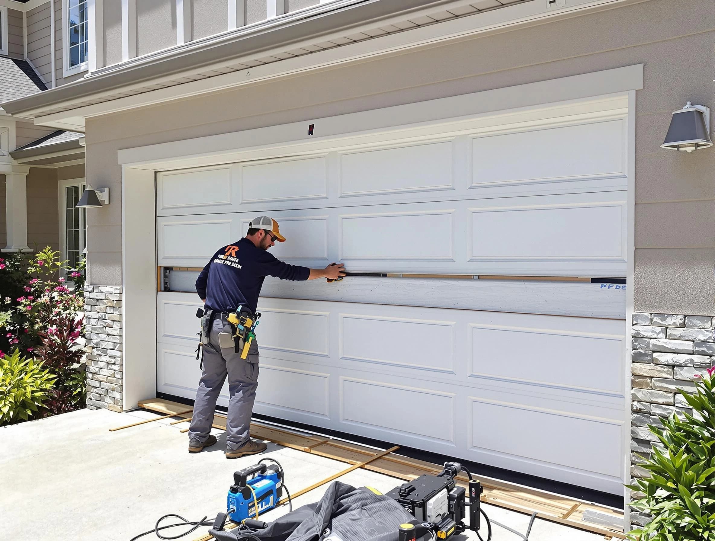 Fairmount Garage Door Repair team performing complete garage door replacement at Fairmount residence