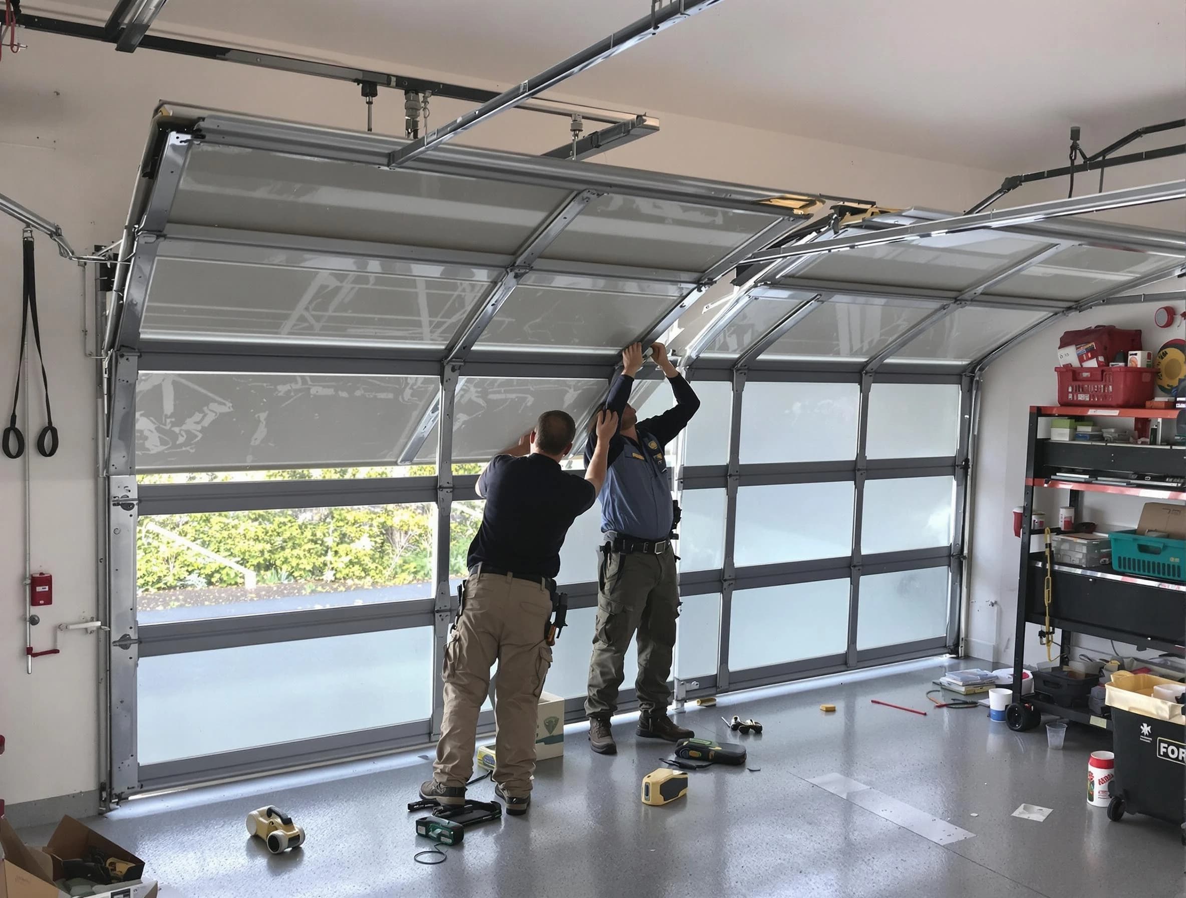 Fairmount Garage Door Repair expert performing precise panel replacement on Fairmount garage door