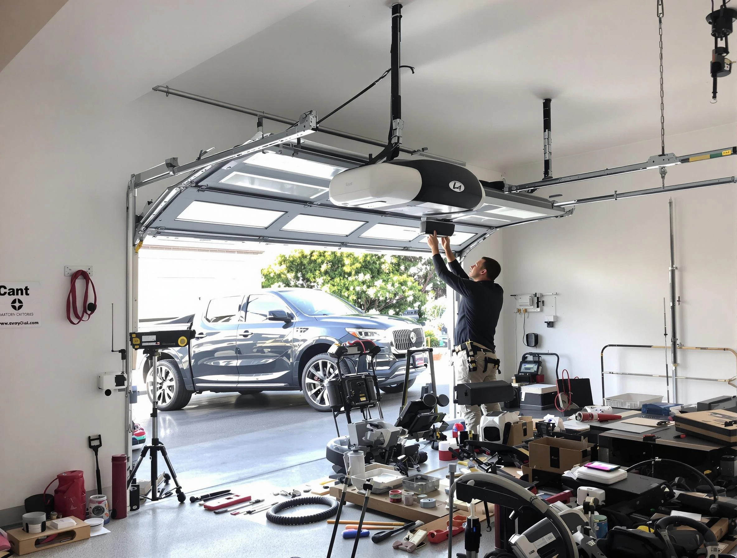 Fairmount Garage Door Repair specialist installing smart garage door opener system in Fairmount home