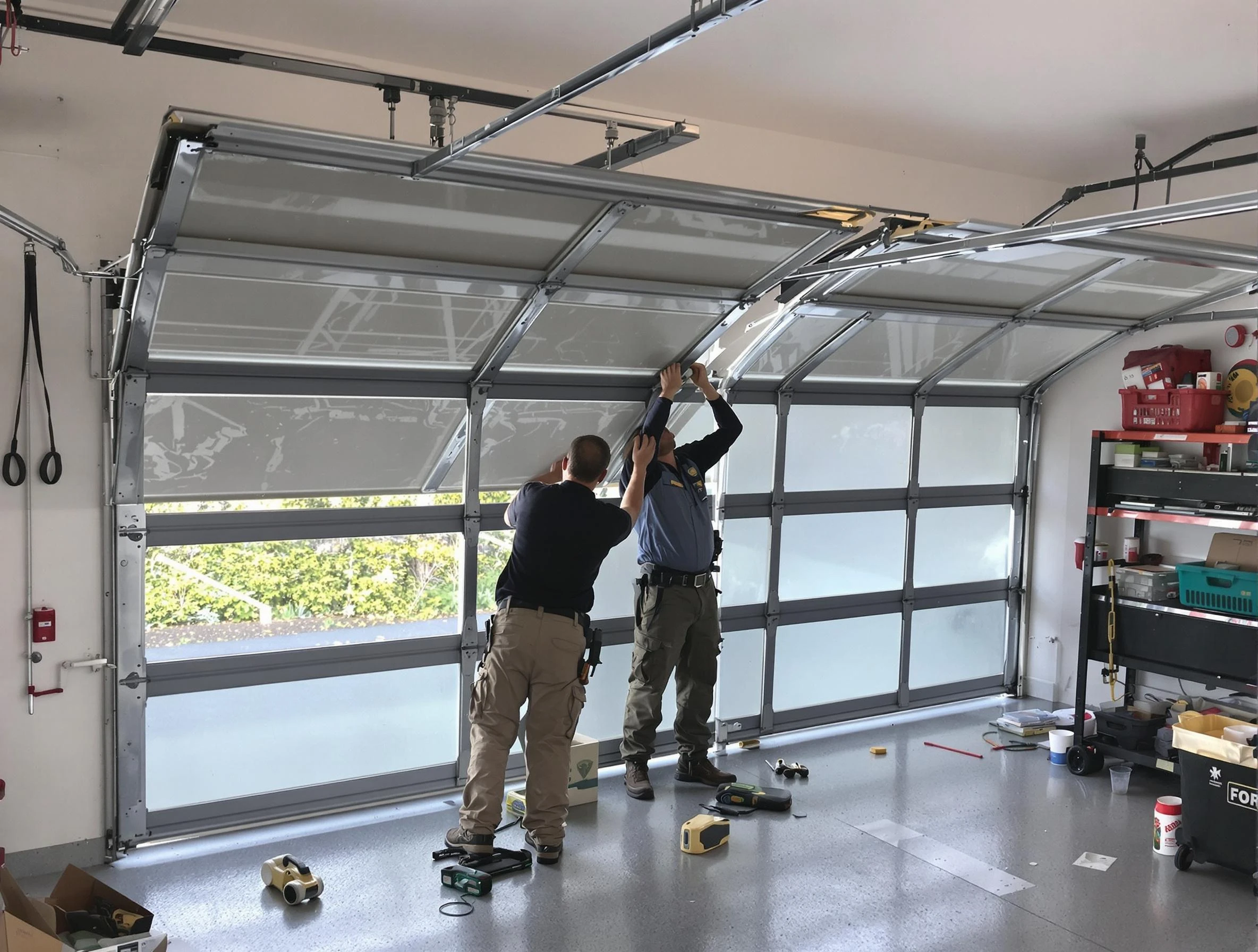 Fairmount Garage Door Repair expert performing precise panel replacement on Fairmount garage door