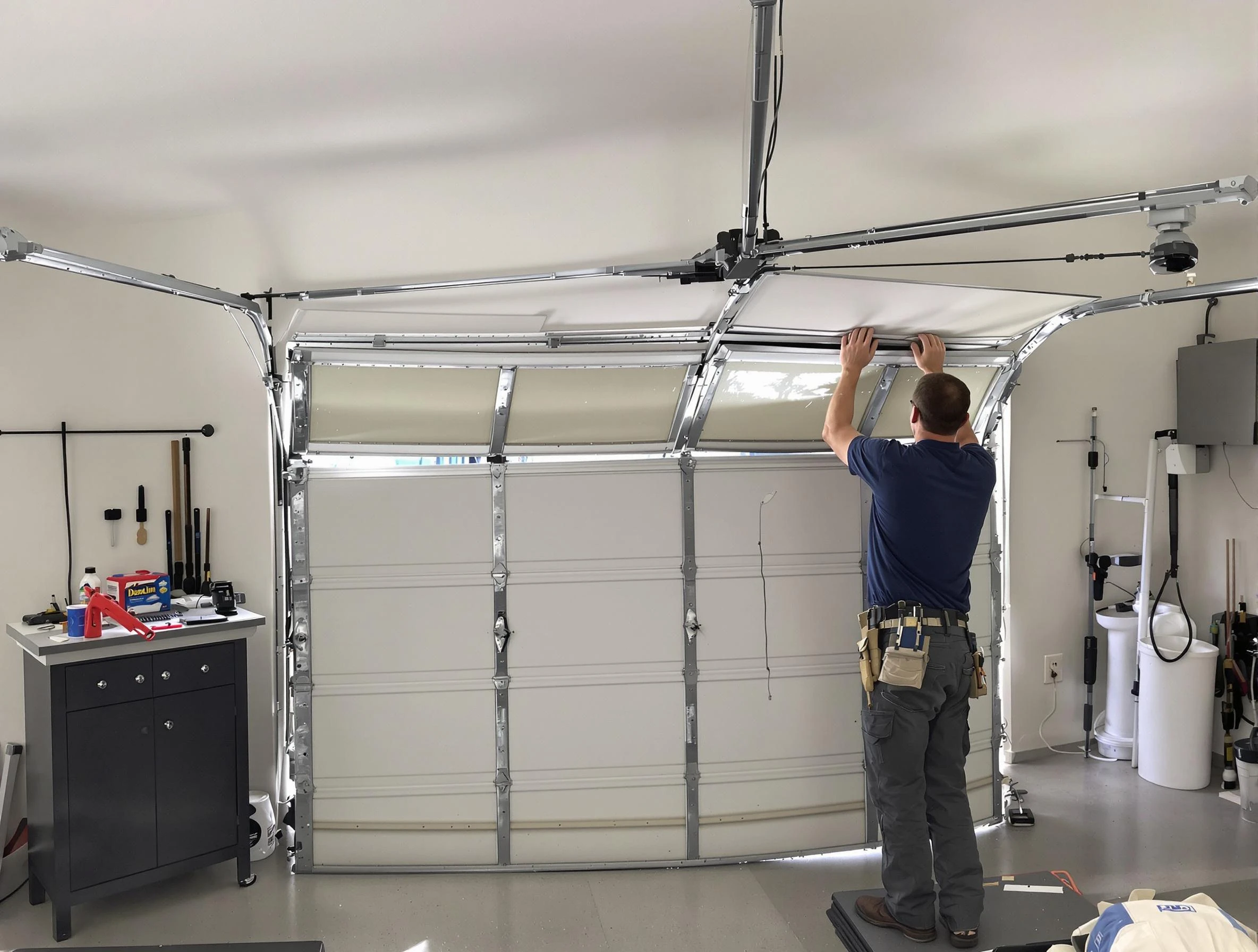 Fairmount Garage Door Repair specialist performing precise section replacement on Fairmount garage door